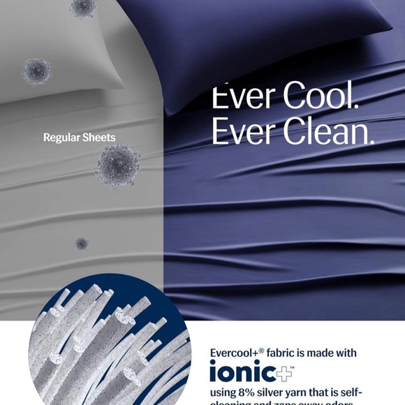 REST Evercool Cooling flat Full/Queen Flat Sheet Hot Sleeper 90” X 90” Navy - Picture 6 of 7